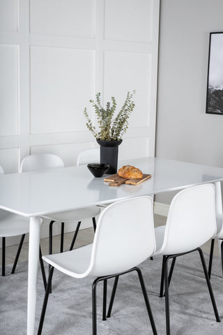 Venture Home Polar Matbord 180 cm - Vit skiva / White Legs+Arctic Dining Chair - Svarta Ben - White Plastic_6