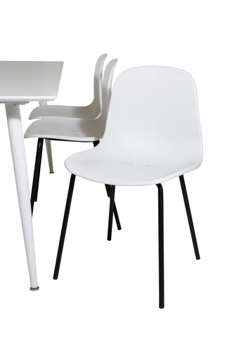 Venture Home Polar Matbord 180 cm - Vit skiva / White Legs+Arctic Dining Chair - Svarta Ben - White Plastic_6