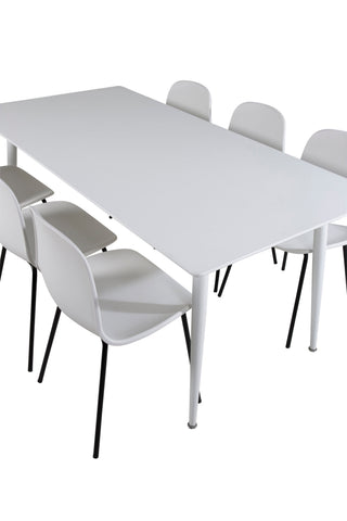 Venture Home Polar Matbord 180 cm - Vit skiva / White Legs+Arctic Dining Chair - Svarta Ben - White Plastic_6