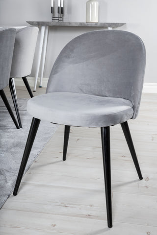 Venture Home Polar Matbord 180 cm - Vit skiva / Vita Ben+ Matstol i sammet - Ljusgrå / Svart_6