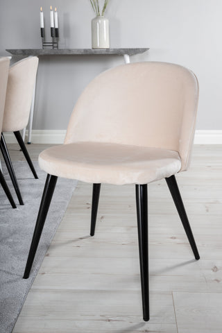 Venture Home Polar Matbord 180 cm - Vit skiva / Vita Ben+ Matstol i sammet - Beige / Svart_6