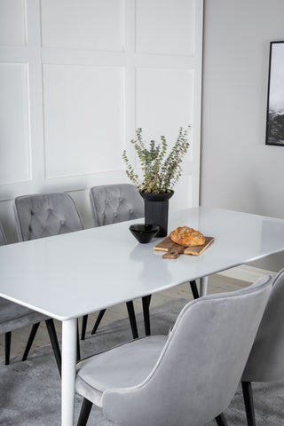 Venture Home Polar Matbord 180 cm - Vit skiva / Vita Ben+Velvet Deluxe Matstol - Ljusgrå / Svart_6