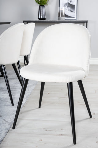 Venture Home Marina Matbord - Svart skiva / Svarta Ben + Matstol i sammet Manchester - Beige / Svart_6