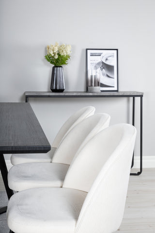 Venture Home Marina Matbord - Svart skiva / Svarta Ben + Matstol i sammet Manchester - Beige / Svart_6
