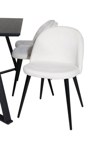 Venture Home Marina Matbord - Svart skiva / Svarta Ben + Matstol i sammet Manchester - Beige / Svart_6
