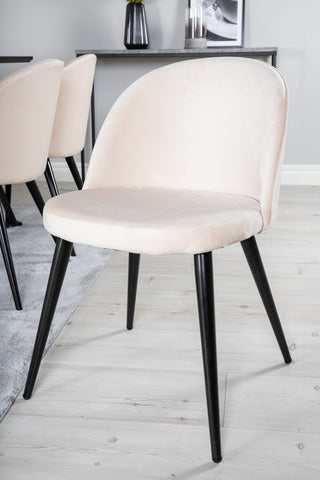 Venture Home Marina Matbord - Svart skiva / Svarta Ben + Matstol i sammet - Beige / Svart_6