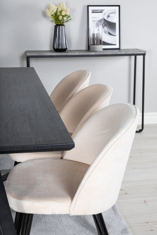 Venture Home Marina Matbord - Svart skiva / Svarta Ben + Matstol i sammet - Beige / Svart_6