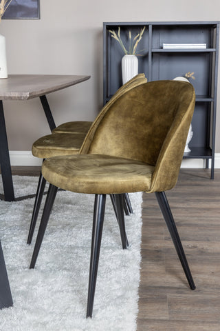 Venture Home Marina Matbord - 180*90*H75 - Grå / Svart+Velvet Dining Chiar - Svarta ben - Dusty Green Velvet_6