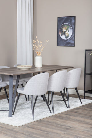 Venture Home Marina Matbord - 180*90*H75 - Grå / Svart+Velvet Dining Chiar - Svarta ben - Light GreyFabric_6
