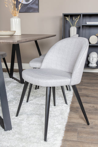 Venture Home Marina Matbord - 180*90*H75 - Grå / Svart+Velvet Dining Chiar - Svarta ben - Light GreyFabric_6