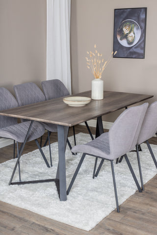 Venture Home Marina Matbord - 180*90*H75 - Grå / Svart+Gemma Matstol - Svarta Ben - Grå Tyg_6