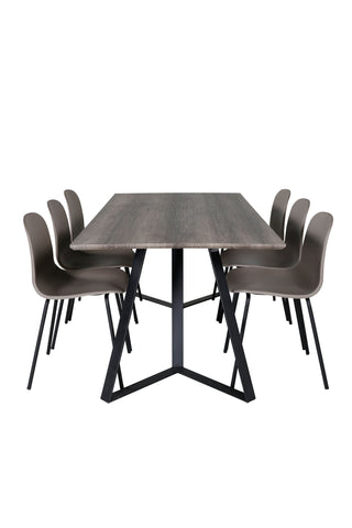 Venture Home Marina Matbord - 180*90*H75 - Grå / Svart+Arctic Dining Chair - Svarta Ben - Khaki Plastic_6