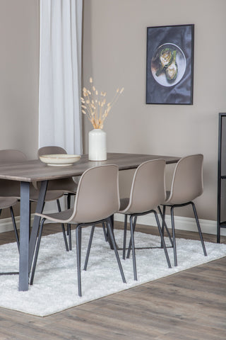 Venture Home Marina Matbord - 180*90*H75 - Grå / Svart+Arctic Dining Chair - Svarta Ben - Khaki Plastic_6