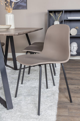 Venture Home Marina Matbord - 180*90*H75 - Grå / Svart+Arctic Dining Chair - Svarta Ben - Khaki Plastic_6