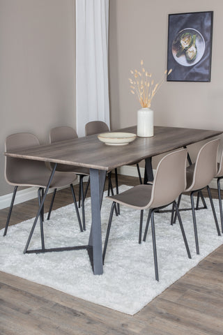 Venture Home Marina Matbord - 180*90*H75 - Grå / Svart+Arctic Dining Chair - Svarta Ben - Khaki Plastic_6