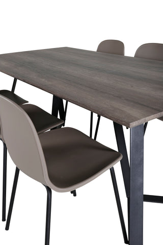 Venture Home Marina Matbord - 180*90*H75 - Grå / Svart+Arctic Dining Chair - Svarta Ben - Khaki Plastic_6