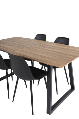 Inca Matbord - 160/200*85*H75 - Ek / Svart+Polar Plast Matstol - Svarta Ben / Svart Plast_4