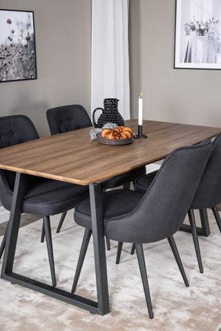 Inca Matbord - 160/200*85*H75 - Ek / Svart+Velvet Deluxe Matbord - Svarta Ben - Svart Tyg_4