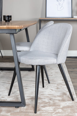 Inca Matbord - 160/200*85*H75 - Ek / Svart+Velvet Dining Chiar - Svarta ben - Light GreyFabric_4