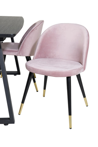Inca förlängningsbord - Svart topp / svarta ben+matsalsstol i sammet Mässing - Rosa / Svart_4