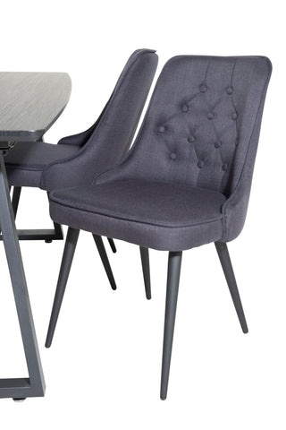 Inca förlängningsbord - Svart topp / svarta ben+Velvet Deluxe Matstol - Svarta ben - Svart tyg_4