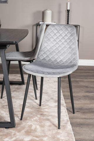 Inca förlängningsbord - Svart topp / svarta ben+Polar Diamond Dining Chair - Svarta ben - Grey Velvet_4