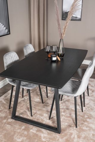 Inca förlängningsbord - Svart topp / svarta ben+Polar Diamond Dining Chair - Svarta ben - Grey Velvet_4
