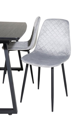Inca förlängningsbord - Svart topp / svarta ben+Polar Diamond Dining Chair - Svarta ben - Grey Velvet_4