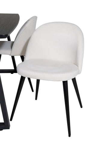 Inca förlängningsbord - Svart topp / svarta ben + sammetsmatsalsstol Manchester - Beige / Svart_4