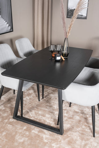 Inca förlängningsbord - Svart topp / svarta ben + Comfort Dining Chair - Svarta ben / Ljusgrå manchester _4