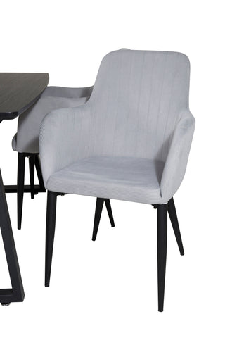 Inca förlängningsbord - Svart topp / svarta ben + Comfort Dining Chair - Svarta ben / Ljusgrå manchester _4