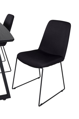 Inca förlängningsbord - Svart topp / svarta ben+Muce matstol - Svarta ben - Svart tyg_4