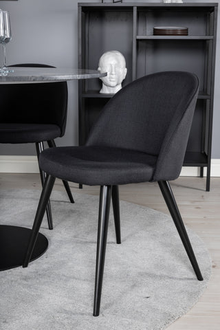 Estelle Runt Matbord ø106 H75 - Svart / Svart+Velvet Dining Chiar - Svarta ben- Svart Tyg_4