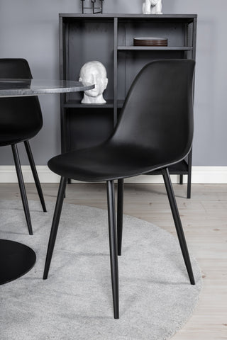 Estelle Runt Matbord ø106 H75 - Svart / Svart+Polar Plast Matstol - Svarta Ben / Svart Plast_4