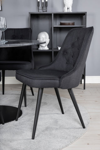 Estelle Runt Matbord ø106 H75 - Svart / Svart+Velvet Deluxe Matstol - Svarta Ben - Svart Tyg_4