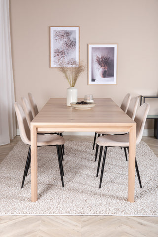 Venture Home Slider Förlängningsbord - White Wash - 170+40+40cm +Polar Matstol- Svart le