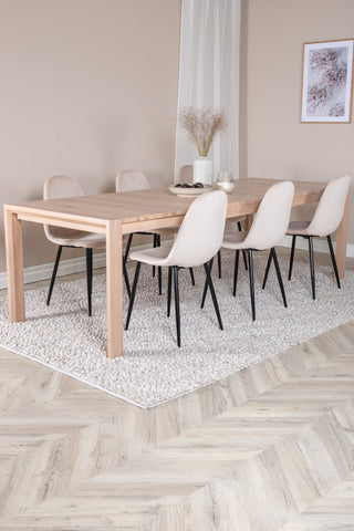 Venture Home Slider Förlängningsbord - White Wash - 170+40+40cm +Polar Matstol- Svart le