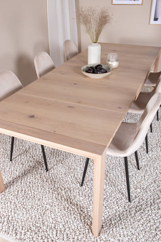Venture Home Slider Förlängningsbord - White Wash - 170+40+40cm +Polar Matstol- Svart le