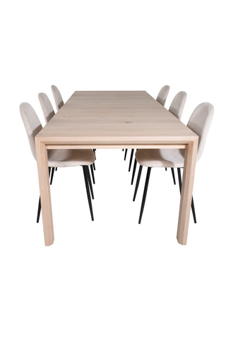 Venture Home Slider Förlängningsbord - White Wash - 170+40+40cm +Polar Matstol- Svart le