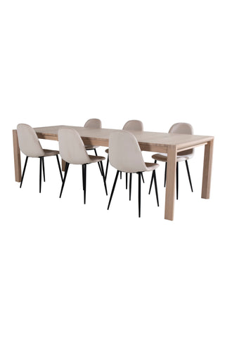 Venture Home Slider Förlängningsbord - White Wash - 170+40+40cm +Polar Matstol- Svart le