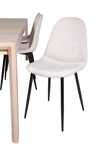 Venture Home Slider Förlängningsbord - White Wash - 170+40+40cm +Polar Matstol- Svart le