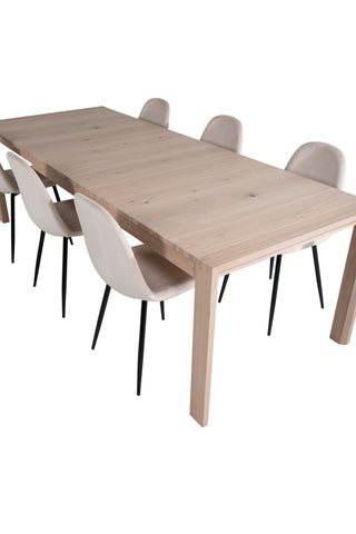 Venture Home Slider Förlängningsbord - White Wash - 170+40+40cm +Polar Matstol- Svart le