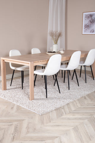 Venture Home Slider Förlängningsbord - White Wash - 170+40+40cm +Polar Fluff Matstol - B