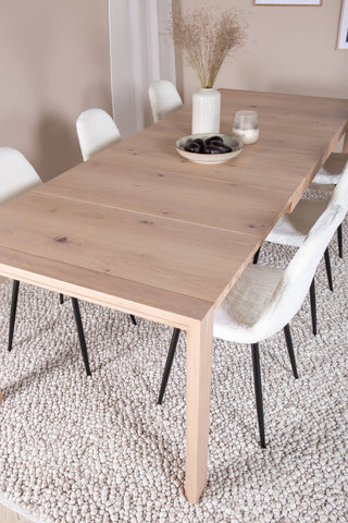Venture Home Slider Förlängningsbord - White Wash - 170+40+40cm +Polar Fluff Matstol - B