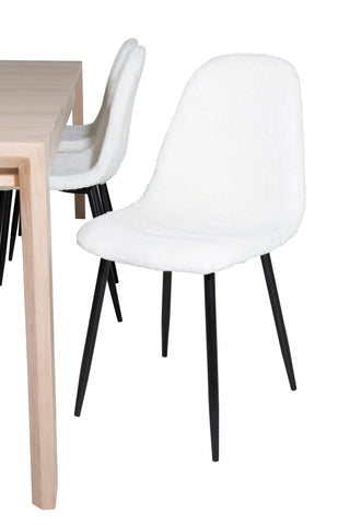 Venture Home Slider Förlängningsbord - White Wash - 170+40+40cm +Polar Fluff Matstol - B