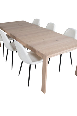 Venture Home Slider Förlängningsbord - White Wash - 170+40+40cm +Polar Fluff Matstol - B