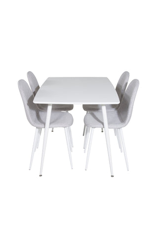Polar Matbord 120 cm - Vit Vit+Polar Matstol - Vita Ben - Lätt