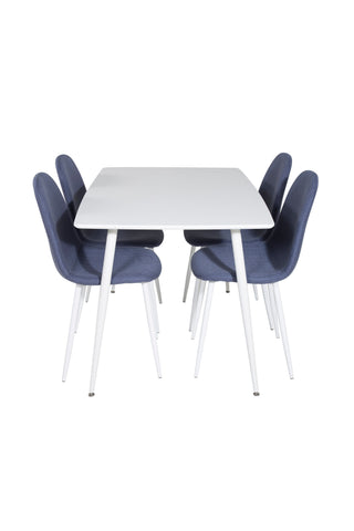 Polar Matbord 120 cm - Vit Vit+Polar Matstol - Vita Ben - Blå