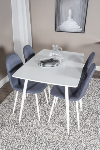 Polar Matbord 120 cm - Vit Vit+Polar Matstol - Vita Ben - Blå