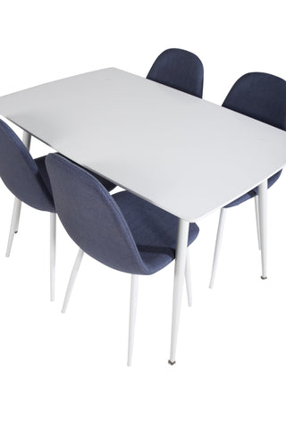 Polar Matbord 120 cm - Vit Vit+Polar Matstol - Vita Ben - Blå